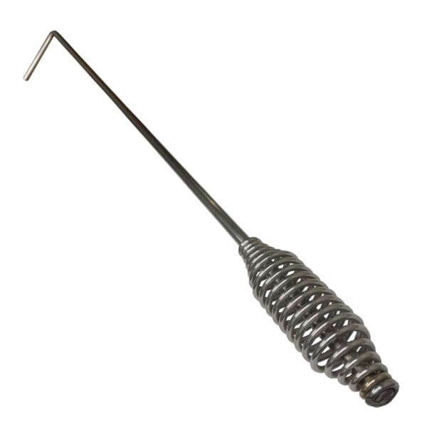A fire poker is a grill tool used to move hot wood logs and stoke a charcoal fire.
