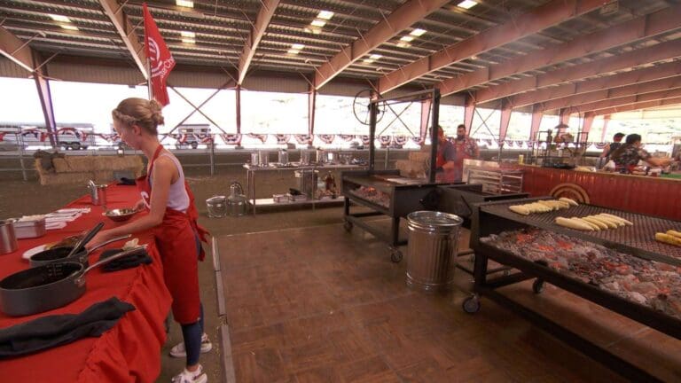Bri-master-chef-season-12-infront-of-Argentine-Style-BBQ-Grill-Pits