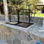 Argentine brick grill for backyard cooking over wood fires.