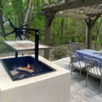 36 inch Santa Maria Grill firebox Drop in insert installed in outdoor kitchen island